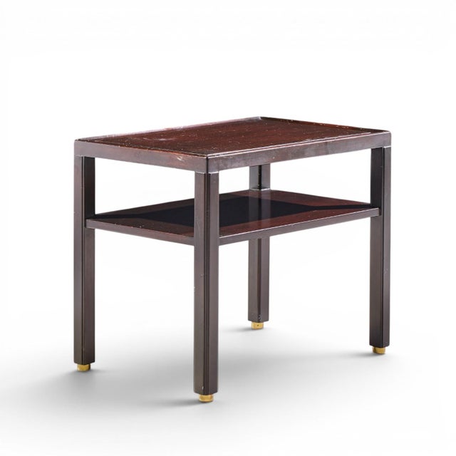 Edward Wormley for Dunbar Mid Century Mahogany and Brass Side End Tables - Pair For Sale - Image 9 of 12