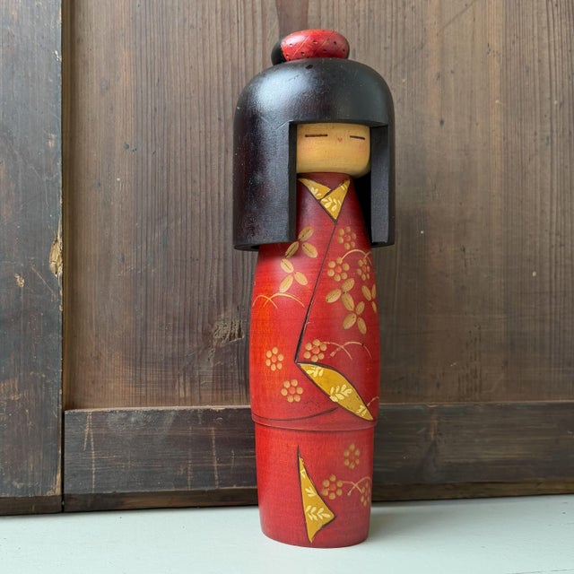 Vintage Japanese Kokeshi Camellia Girl by Kazuo Takamizawa, 1970s For Sale - Image 9 of 9