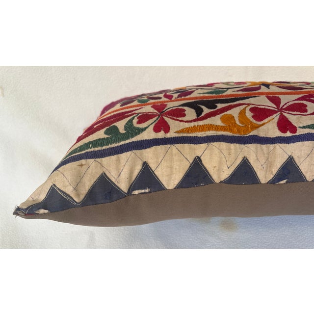 Tan Pillow With Uzbek Textile For Sale - Image 8 of 11