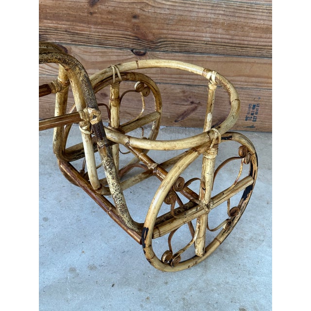 Vintage Coastal Bentwood Rattan Tricycle Planter Chairish