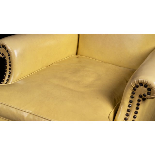 Vintage Canary Yellow Leather Armchair For Sale In Chicago - Image 6 of 8