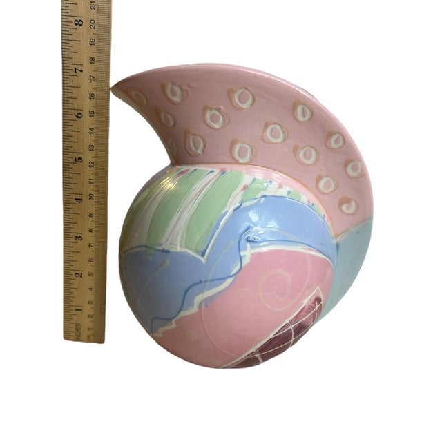 Vintage 1980s Ceramic Pitcher Vase Postmodern Colorful Pastel, Signed For Sale - Image 4 of 10