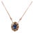 18K Rose Gold 5/8 Cttw White and Brown Diamond Accent and 7 x 4mm Oval Blue Sapphire Gemstone Statement Halo Cluster Pendant Necklace For Sale