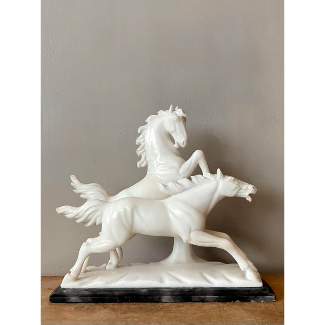 White Vintage Italian Carved Stone Horse Sculpture For Sale - Image 8 of 12