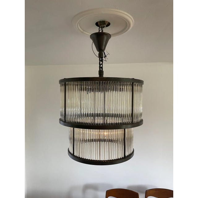 Brutalist 1990s Metal Glass Tube Wall Ceiling Light For Sale - Image 3 of 9