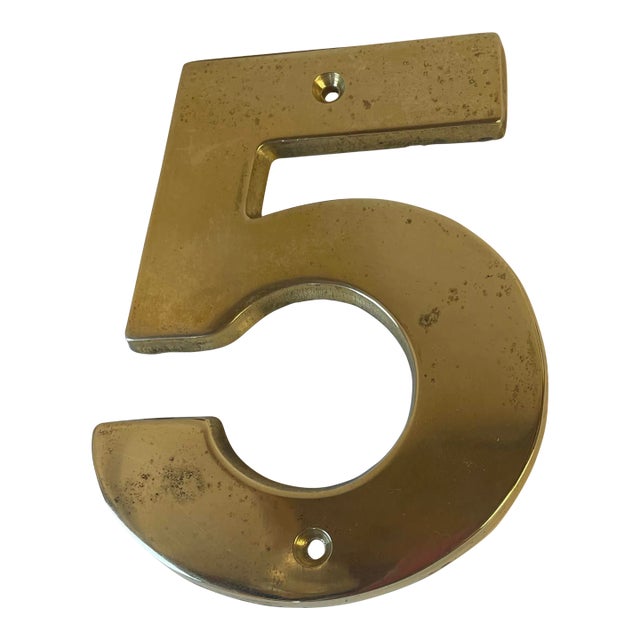 Vintage Brass 5” House Number 5 For Sale