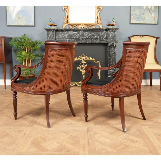1990s Pair Theodore Alexander Barrel Back Chairs For Sale - Image 11 of 14