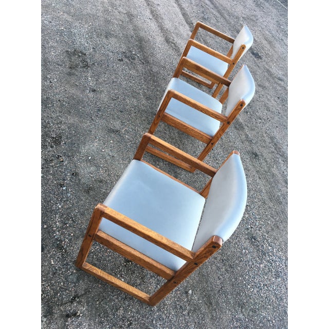 Mid-Century Modern Late 20th Century Danish Modern Oak Box Chairs on Sled Bases - Set of 6 For Sale - Image 3 of 12