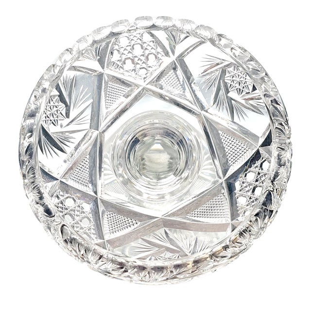 Glass Antique Abp American Brilliant Cut Glass Pedestal Compote Candy Dish 8" H For Sale - Image 7 of 13