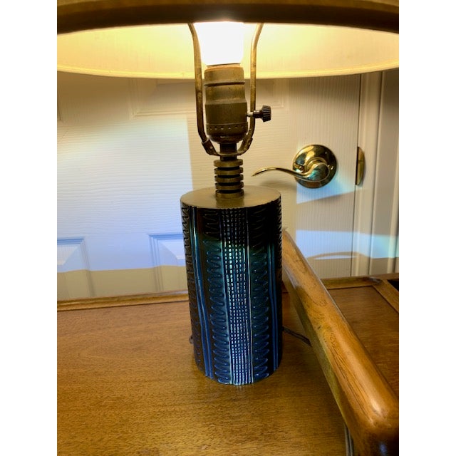 Vintage Brass Brutalist Style Pair Lamps Set of 2 Original Shades For Sale - Image 15 of 18