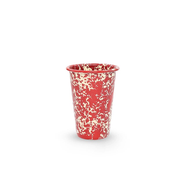 Enamel Splatter 14 oz. Tumblers, Burgundy & Cream - Set of 4 Elevate your sustainable lifestyle with our enamel 14 oz...