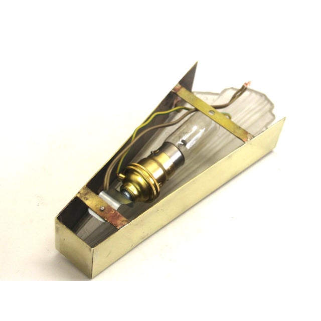 1930s French Art Deco Sconce with Brass Fixture and Glass Shade, 1930s For Sale - Image 5 of 10