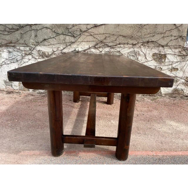1950s Fir Dining Table with Round Legs, 1950s For Sale - Image 5 of 11