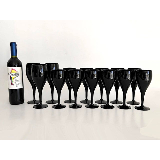 Mid-Century Modern 1980s Elegance Elegant Midnight Black by Mikasa Wine and Water Goblets, 14 Pieces For Sale - Image 3 of 10