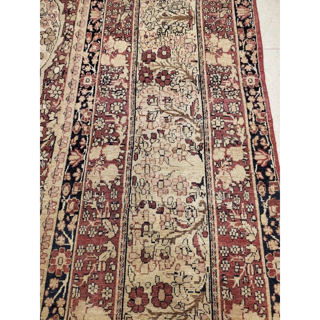 Persian Antique Lavar Kerman Persian Oriental Jewel Blue, Gold & Navy Rug For Sale - Image 3 of 12