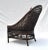 Wood Vintage Rattan Curved Back Chair Attributed to Palecek, Blue & White, 1990s For Sale - Image 7 of 13