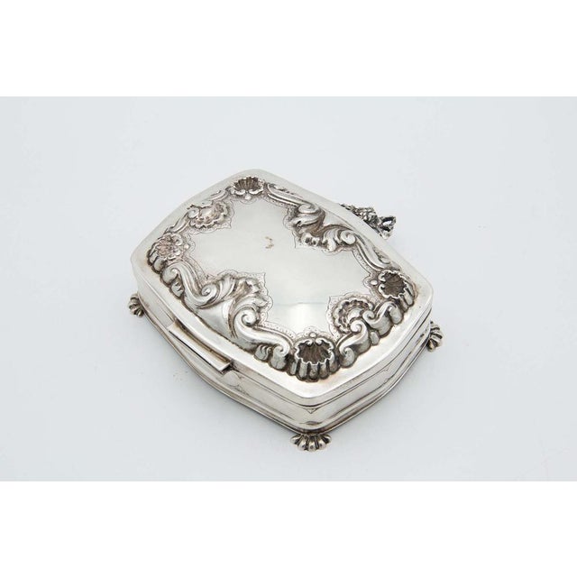 Embossed Silver Jewelry Box with Hinged Lid For Sale - Image 4 of 5