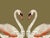 Summer Love Swans Art Print 24 x 30 in natural wood frame with neutral gray-brown-green background. Perfect for any room....