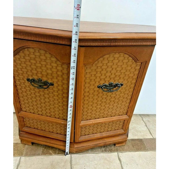 Brown 1960s Mid Century Console Cabinet Double Doors and Interior Shelf For Sale - Image 8 of 10