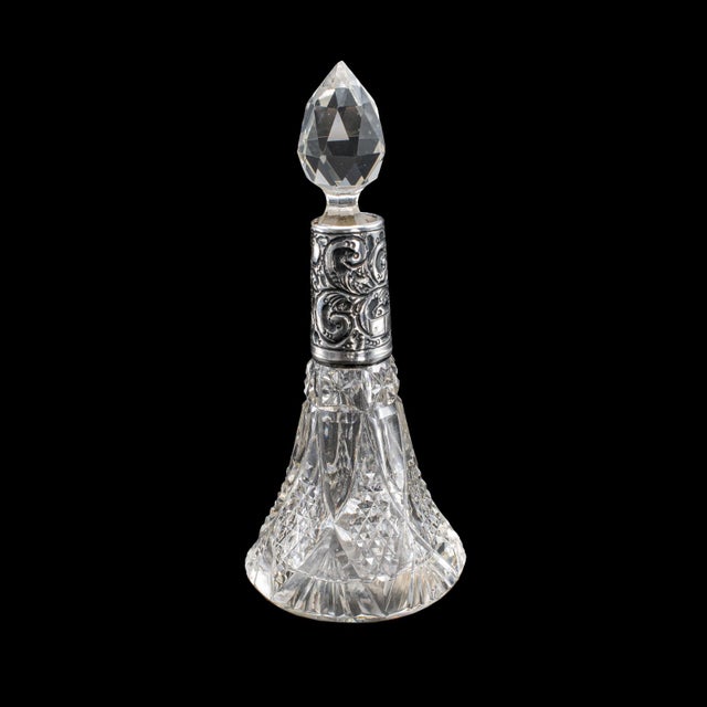 Metal Pair of Small Antique Scent Bottles, English, Perfume Decanter, Silver Collar For Sale - Image 7 of 12