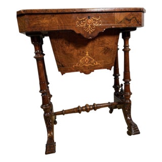 Victorian Burr Walnut Sewing Worktable, 19th Century For Sale
