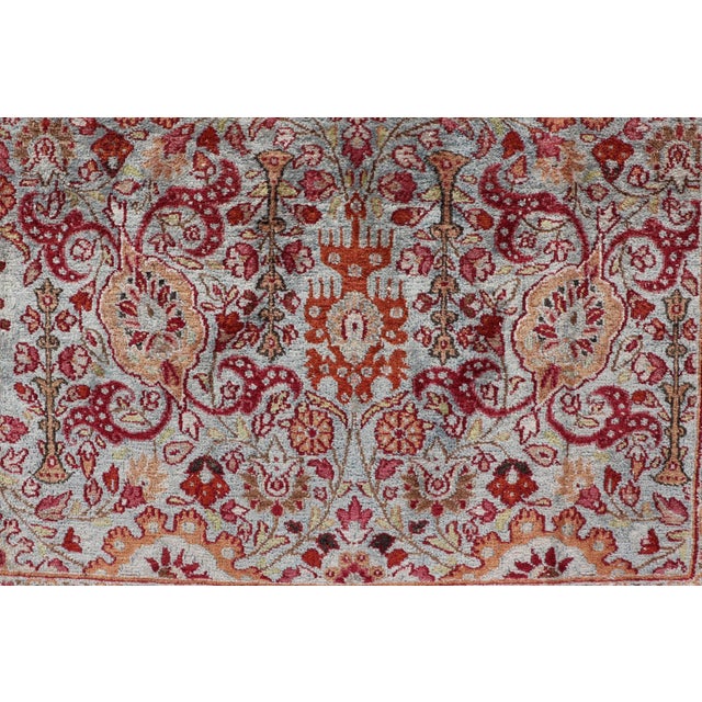 Early 20th Century Ornate Floral Pattern Khorassan Antique Persian Rug in Burgundy & Gray For Sale - Image 5 of 12