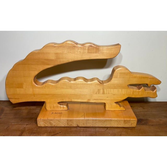 Handcrafted Solid Wood Alligator / Crocodile Sculpture For Sale - Image 11 of 14