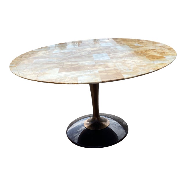 Chromecraft Acrylic Lucite Patchwork Oval Dining Table ...