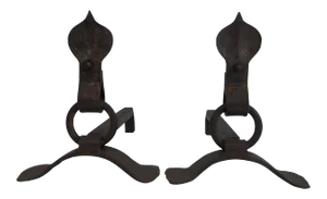 Modernist Wrought Iron Andirons - A Pair