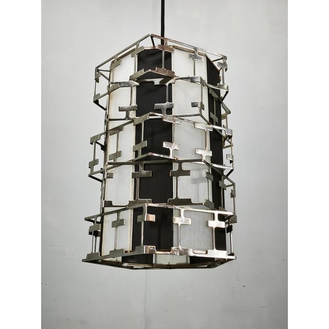 Mid-Century Czech Geometric Chrome Pendant Light, 1960s For Sale - Image 10 of 12