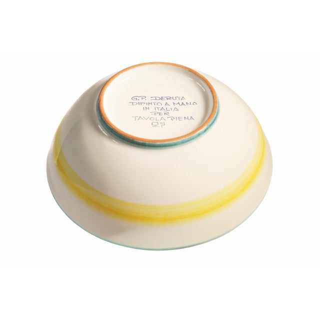 Deruta Intreccio Teal Deep Pasta & Soup Bowl | Hand-Painted Italian Pasta Bowl From Deruta For Sale - Image 4 of 4