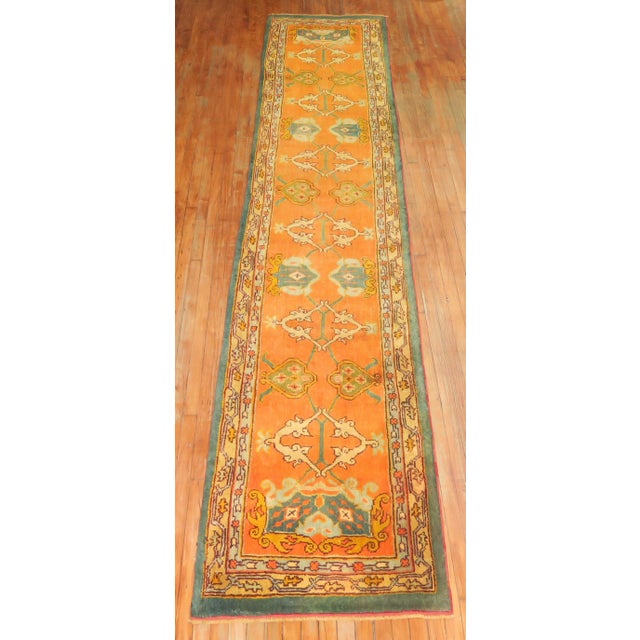 Pumpkin Orange Antique Oushak Runner - 2'10" x 15'8" For Sale In New York - Image 6 of 6