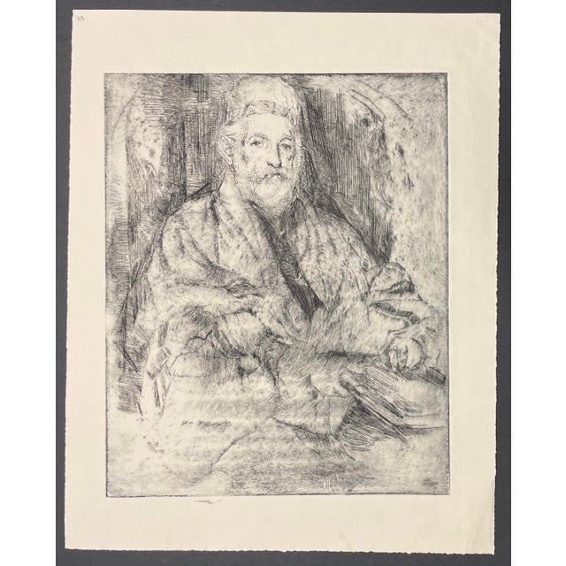 William Meyerowitz 1920s William Meyerowitz Rabbi Judaica Etching For Sale - Image 4 of 4