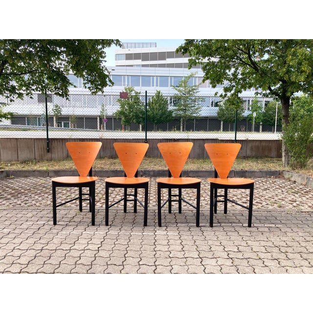 Memphis Italian Triangle Dining Chairs, 1980s, Set of 4 For Sale - Image 3 of 18