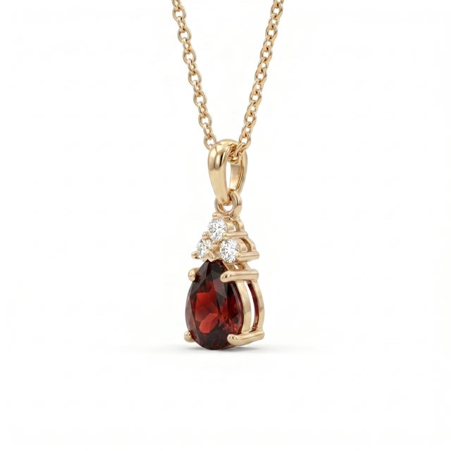 Not Yet Made - Made To Order Dainty Garnet Pendant Necklace - January Birthstone Pendant Gifts For Sale - Image 5 of 5