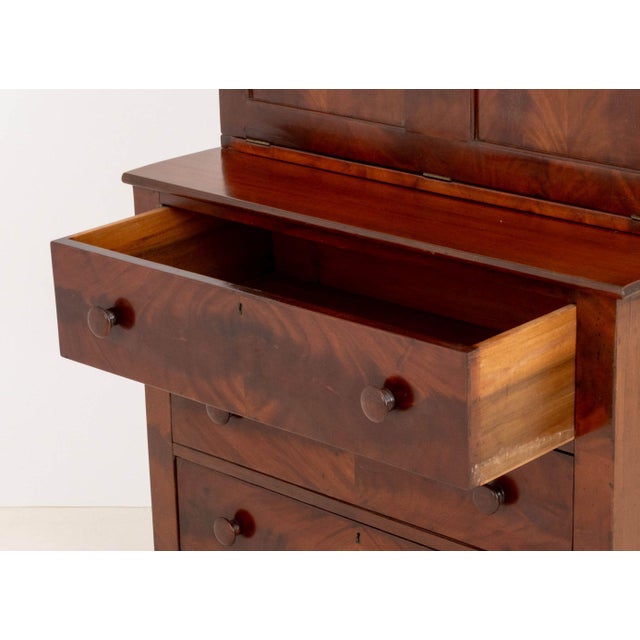 American Empire Style Flame Mahogany Secretary For Sale - Image 9 of 11
