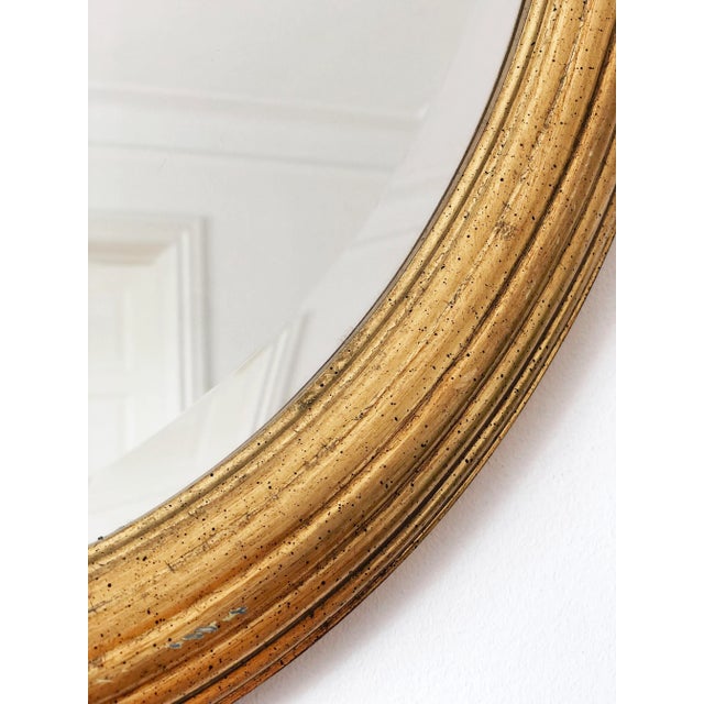 Pair of Vintage Deknudt Giltwood Oval Beveled Mirrors – Hollywood Regency, Belgium, 1970s For Sale - Image 4 of 13