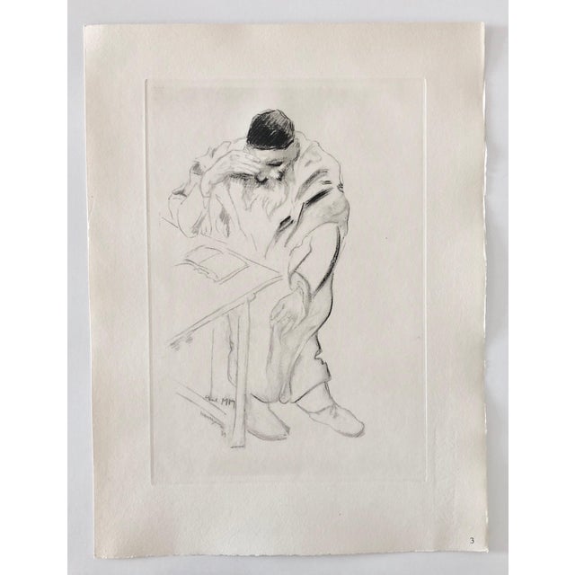 Early 20th Century Paul Jeffay, Judaica Jewish Shtetl Etching Hasidic Rabbi "Difficult Problem" Chassidic Print, 1933 For Sale - Image 5 of 5