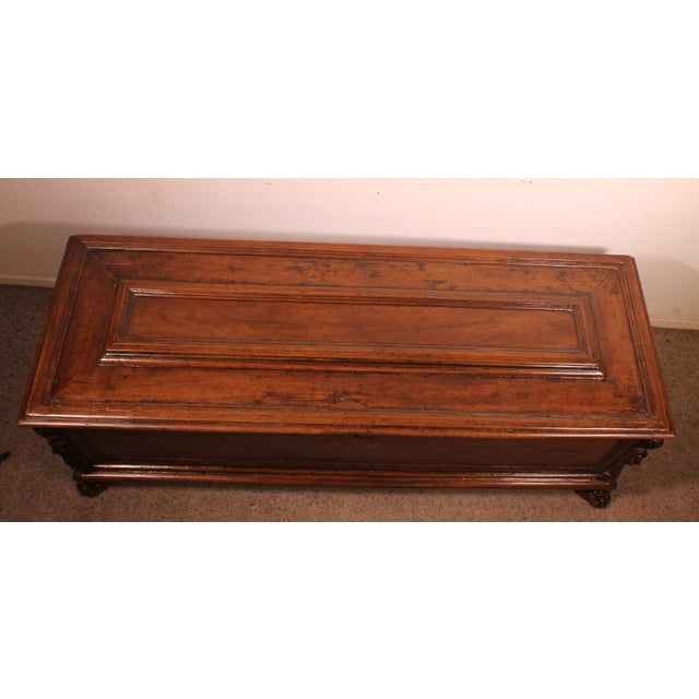 Italian Renaissance Cassone or Wedding Chest in Walnut with Coat of Arms, 16th Century For Sale - Image 10 of 13