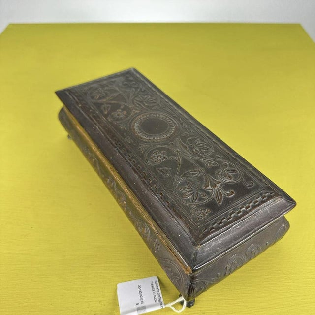 Wooden Jewelry Box in Leather, 1900s For Sale - Image 3 of 9