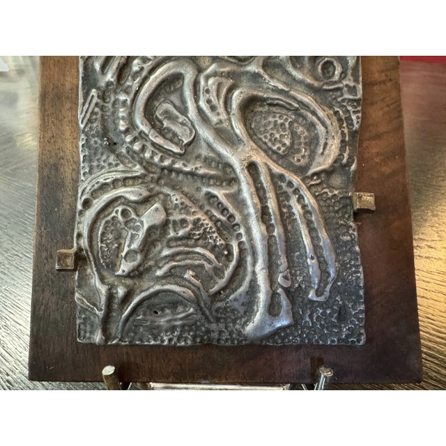 Art Brut Bas Relief in Lead on Wood, Circa 1960 For Sale - Image 4 of 7