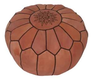 Contemporary Moroccan Leather Pouf Ottoman