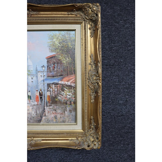 Late 20th Century Framed European Village Oil on Canvas For Sale - Image 5 of 8