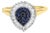 10K Yellow Gold 1/2 Cttw Round & Baguette Cut Diamond Pear Shaped Domed Pavé Cluster with Halo Cocktail Ring (J-K Color, I1-I2 Clarity) - Size 6.5 For Sale
