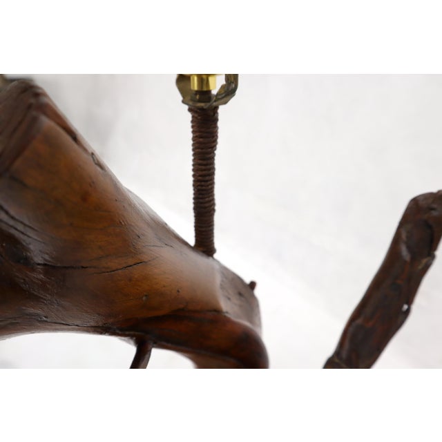 Brown Mid 20th Century Varnished Arts & Crafts Driftwood Table Lamp For Sale - Image 8 of 12