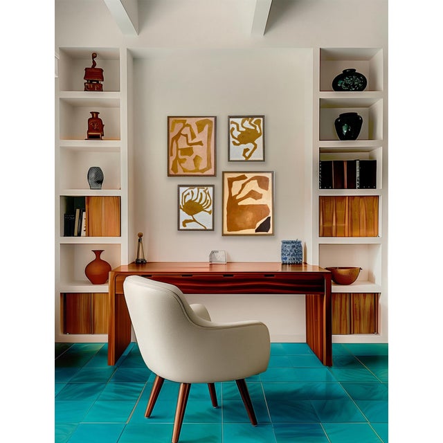 Contemporary abstract botanical painting on canvas. Framed in a gold locally made frame R.K. Red believes there is nothing...