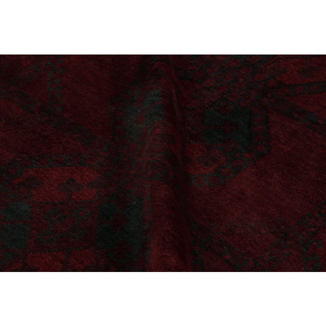 Red Vintage Midcentury Bokhara Traditional in Wool Red and Blue Geometric Rug For Sale - Image 8 of 9