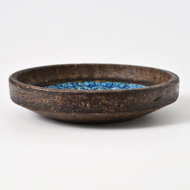 Blue Blue and Brown Trifoglio Bowl by Aldo Londi for Bitossi, 1960s For Sale - Image 8 of 9