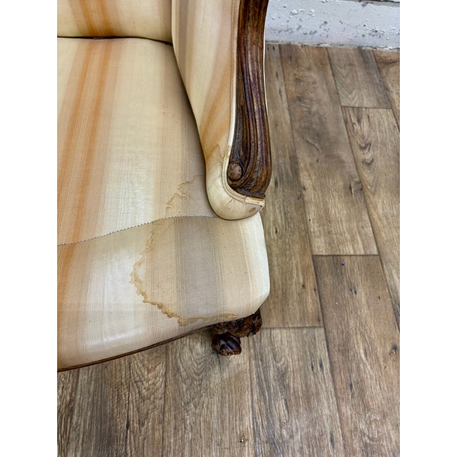 Antique French Louis XV Carved Bergere Chair Fauteuil For Sale - Image 10 of 12