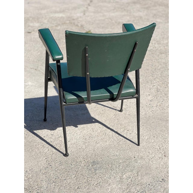 Mid-Century Modern Green Leatherette Armchair attributed to Colette Gueden, 1950s For Sale - Image 3 of 6